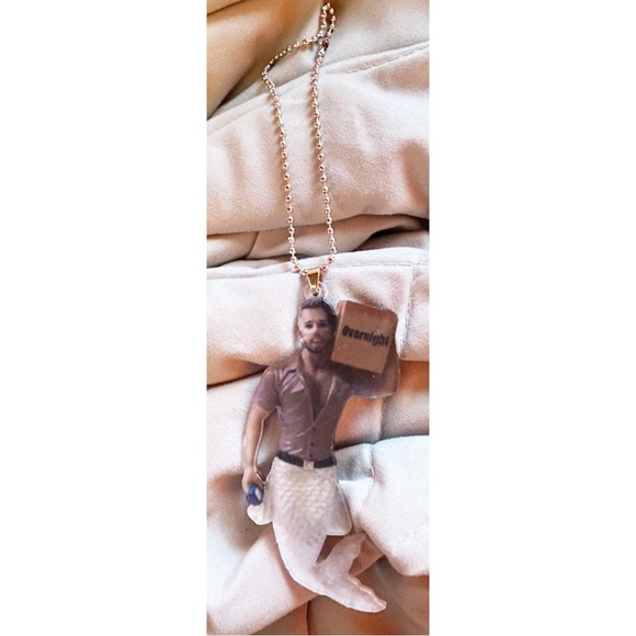 Mirror Hanger Ornament Delivery Man Package Merman Mermaid Ocean Beach Car Decor - Picture 2 of 3